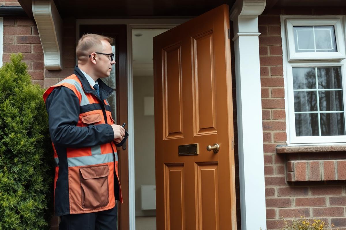 Locksmith completing a door lock repair and testing the key on a home in Taunton