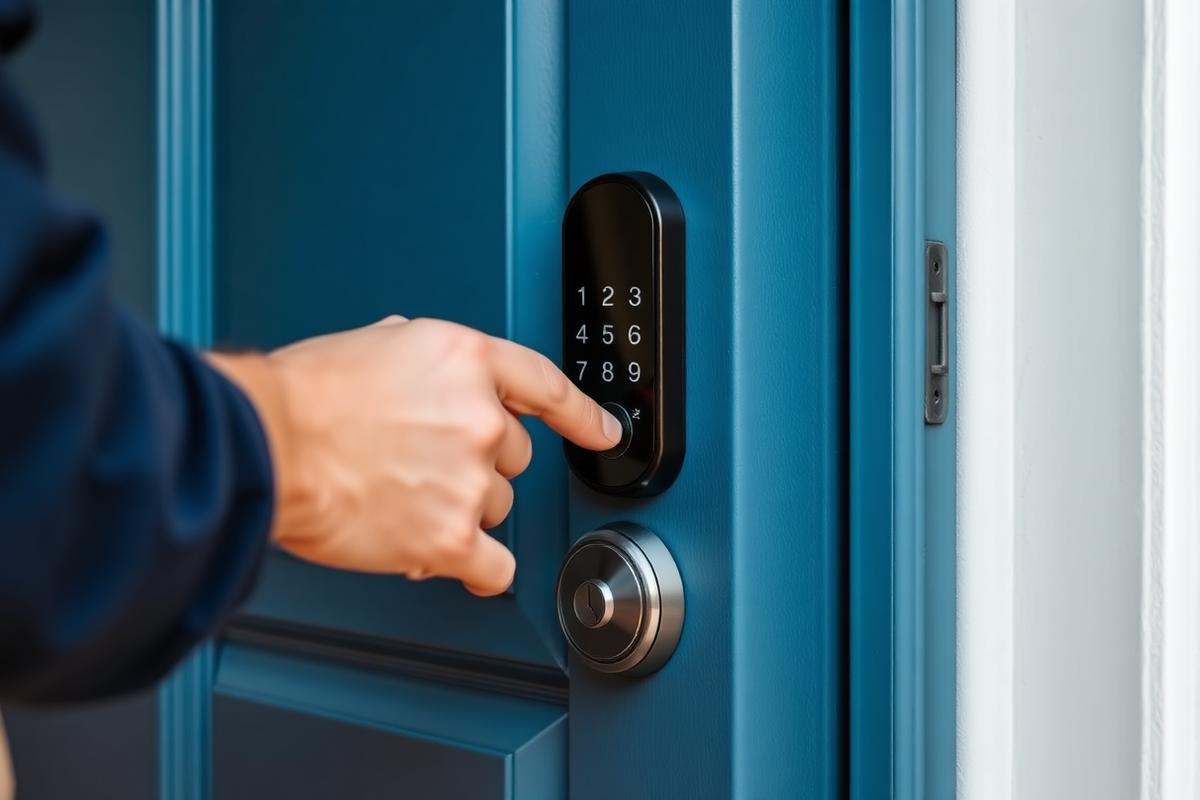 Installation of an electronic keypad lock on a residential door