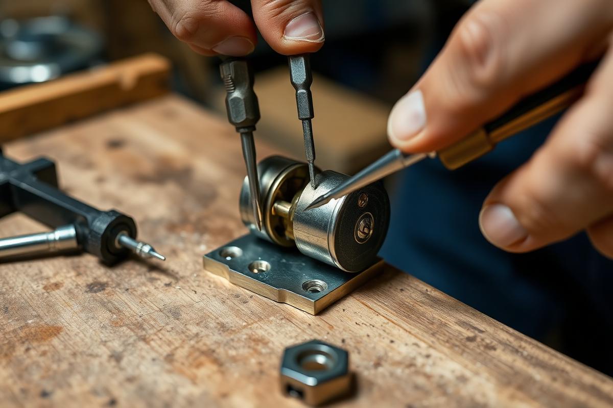 Repair of a door lock mechanism with specialist tools